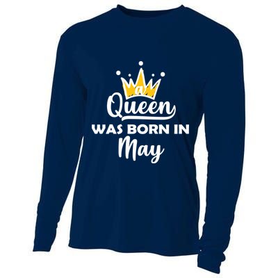 A Queen Was Born In May Birthday Cooling Performance Long Sleeve Crew