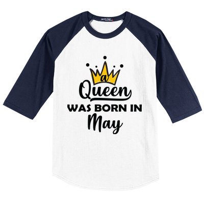 A Queen Was Born In May Birthday Baseball Sleeve Shirt