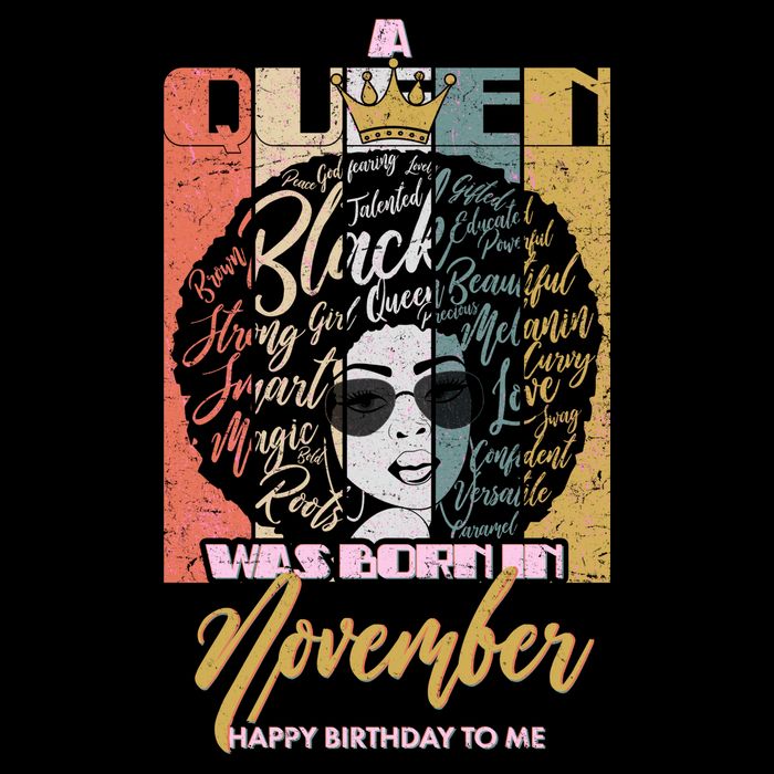 A Queen Was Born In November Happy Drawstring Bag