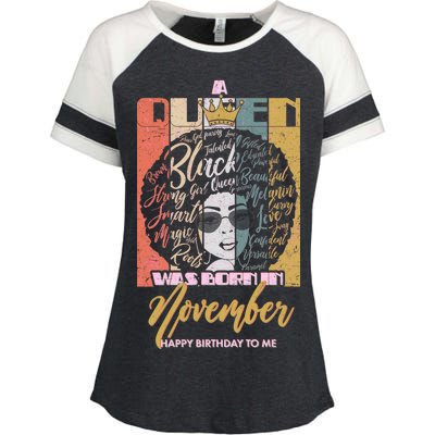 A Queen Was Born In November Happy Enza Ladies Jersey Colorblock Tee