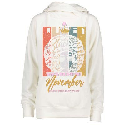 A Queen Was Born In November Happy Womens Funnel Neck Pullover Hood