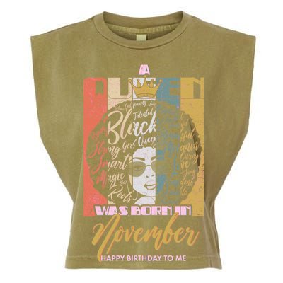 A Queen Was Born In November Happy Garment-Dyed Women's Muscle Tee