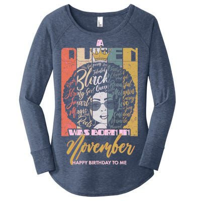 A Queen Was Born In November Happy Women's Perfect Tri Tunic Long Sleeve Shirt