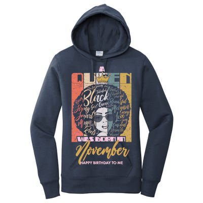 A Queen Was Born In November Happy Women's Pullover Hoodie