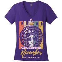 A Queen Was Born In November Happy Women's V-Neck T-Shirt