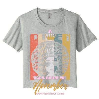 A Queen Was Born In November Happy Women's Crop Top Tee