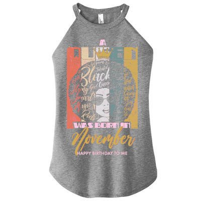 A Queen Was Born In November Happy Women's Perfect Tri Rocker Tank