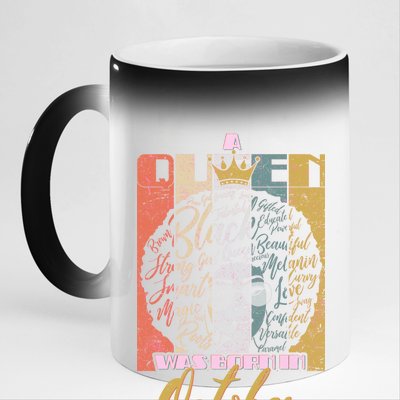 A Queen Was Born In October 11oz Black Color Changing Mug