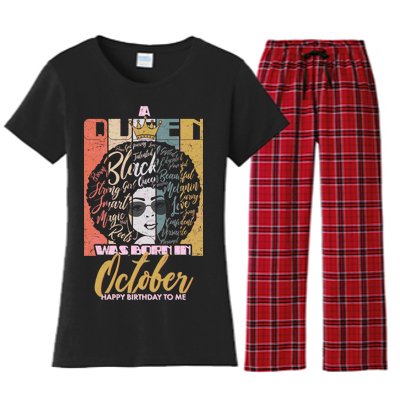 A Queen Was Born In October Women's Flannel Pajama Set