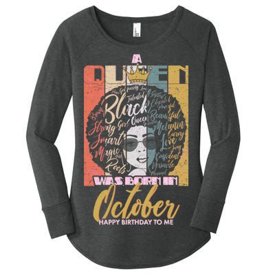 A Queen Was Born In October Women's Perfect Tri Tunic Long Sleeve Shirt