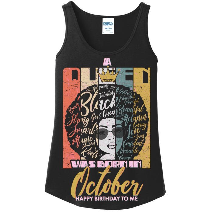 A Queen Was Born In October Ladies Essential Tank