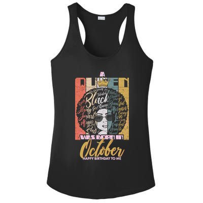 A Queen Was Born In October Ladies PosiCharge Competitor Racerback Tank
