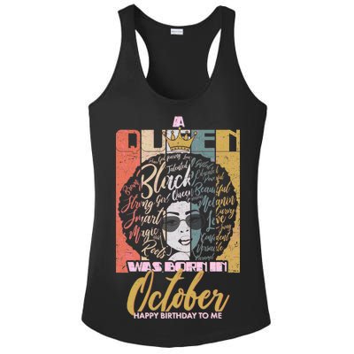 A Queen Was Born In October Ladies PosiCharge Competitor Racerback Tank