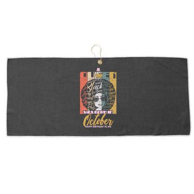 A Queen Was Born In October Large Microfiber Waffle Golf Towel