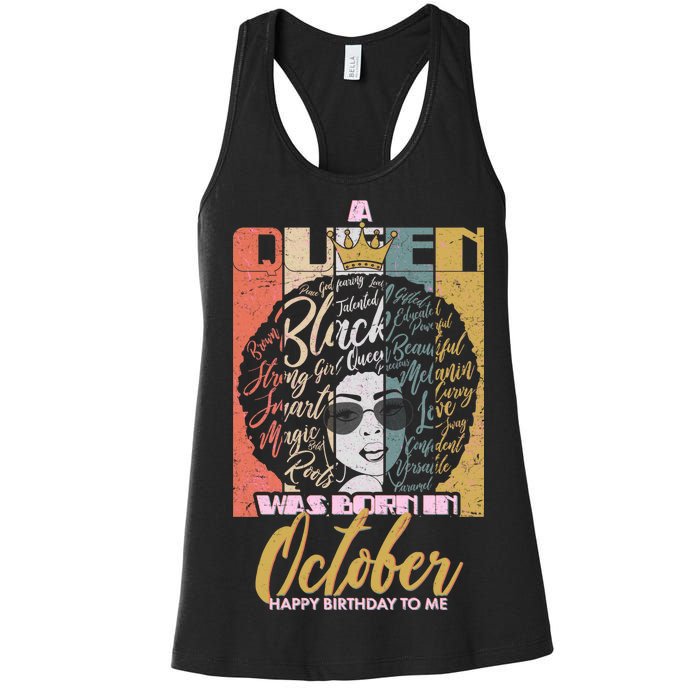 A Queen Was Born In October Women's Racerback Tank