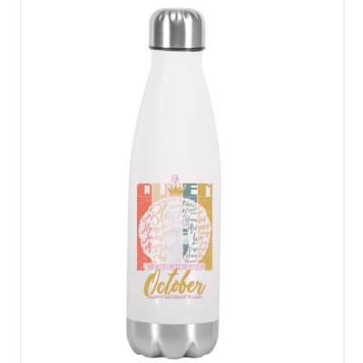 A Queen Was Born In October Stainless Steel Insulated Water Bottle