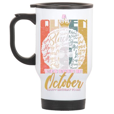 A Queen Was Born In October Stainless Steel Travel Mug