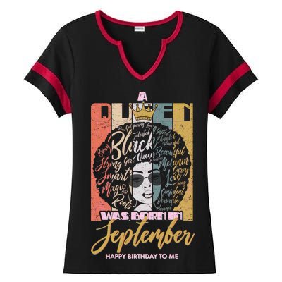 A Queen Was Born In September Ladies Halftime Notch Neck Tee