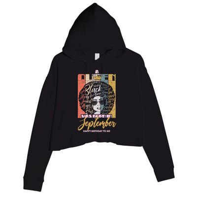 A Queen Was Born In September Crop Fleece Hoodie