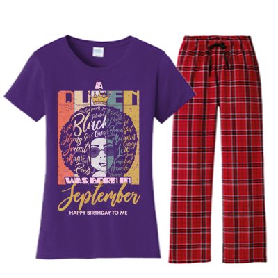 A Queen Was Born In September Women's Flannel Pajama Set