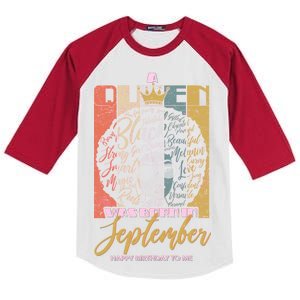 A Queen Was Born In September Kids Colorblock Raglan Jersey