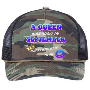 A Queen Was Born In September Happy Birthday To Me Retro Rope Trucker Hat Cap