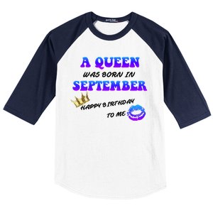 A Queen Was Born In September Happy Birthday To Me Baseball Sleeve Shirt