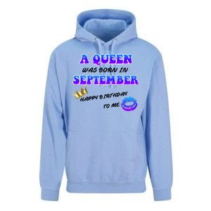 A Queen Was Born In September Happy Birthday To Me Unisex Surf Hoodie