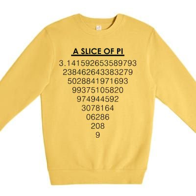 A Slice of Pi Pie Funny Pi Day Math Geek Logo Premium Crewneck Sweatshirt