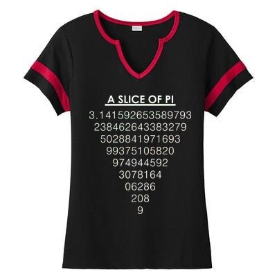 A Slice of Pi Pie Funny Pi Day Math Geek Logo Ladies Halftime Notch Neck Tee