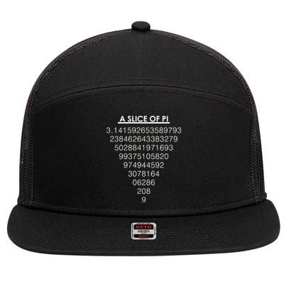 A Slice of Pi Pie Funny Pi Day Math Geek Logo 7 Panel Mesh Trucker Snapback Hat