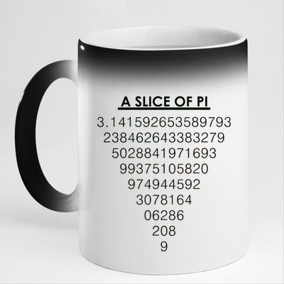 A Slice of Pi Pie Funny Pi Day Math Geek Logo 11oz Black Color Changing Mug