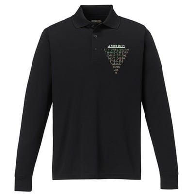 A Slice of Pi Pie Funny Pi Day Math Geek Logo Performance Long Sleeve Polo