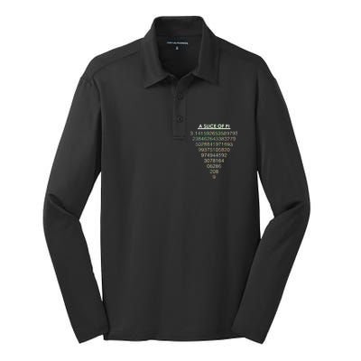 A Slice of Pi Pie Funny Pi Day Math Geek Logo Silk Touch Performance Long Sleeve Polo