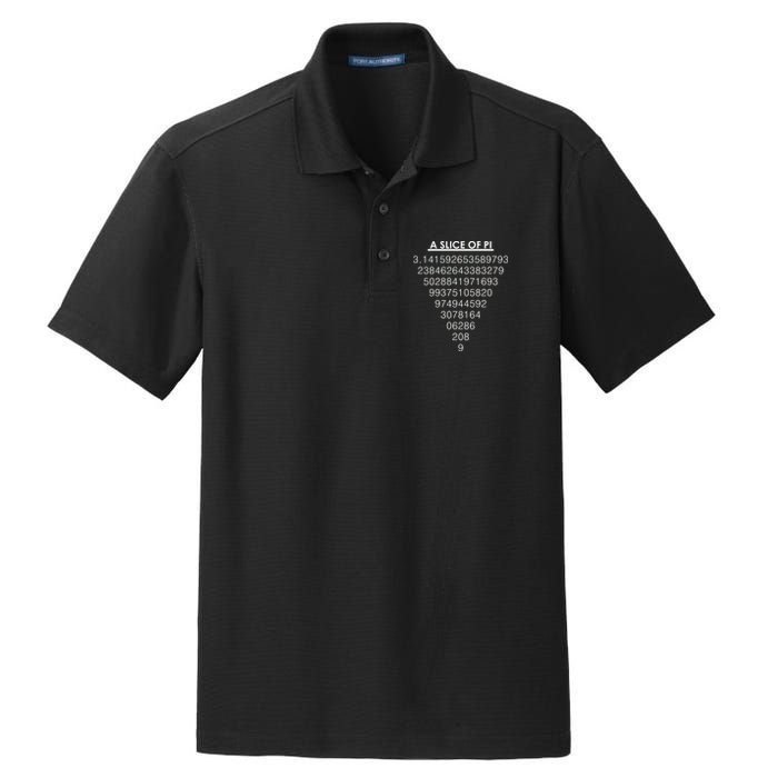 A Slice of Pi Pie Funny Pi Day Math Geek Logo Dry Zone Grid Polo