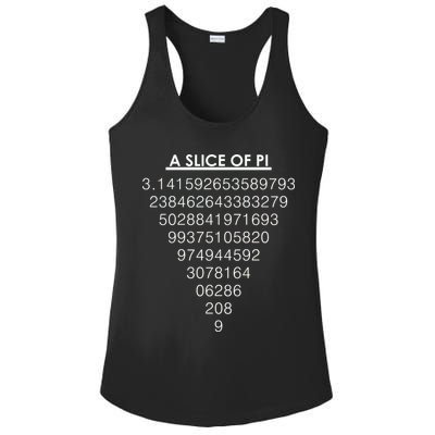 A Slice of Pi Pie Funny Pi Day Math Geek Logo Ladies PosiCharge Competitor Racerback Tank