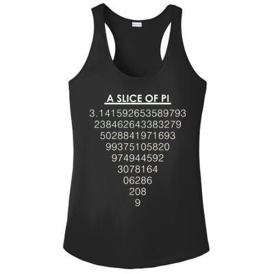 A Slice of Pi Pie Funny Pi Day Math Geek Logo Ladies PosiCharge Competitor Racerback Tank