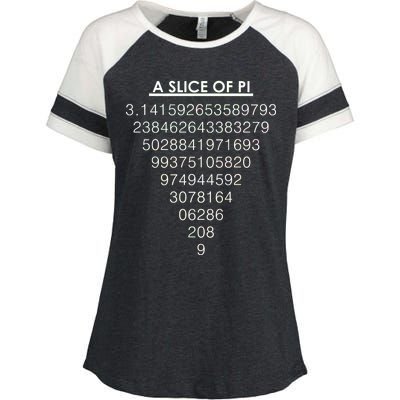 A Slice of Pi Pie Funny Pi Day Math Geek Logo Enza Ladies Jersey Colorblock Tee