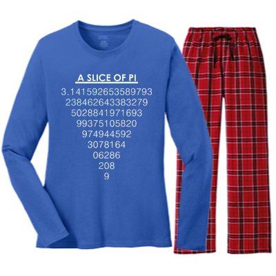 A Slice of Pi Pie Funny Pi Day Math Geek Logo Women's Long Sleeve Flannel Pajama Set 