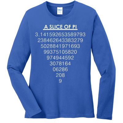 A Slice of Pi Pie Funny Pi Day Math Geek Logo Ladies Long Sleeve Shirt