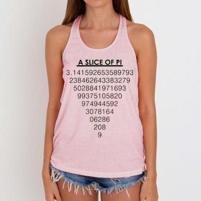 A Slice of Pi Pie Funny Pi Day Math Geek Logo Women's Knotted Racerback Tank