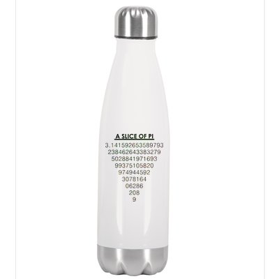 A Slice of Pi Pie Funny Pi Day Math Geek Logo Stainless Steel Insulated Water Bottle