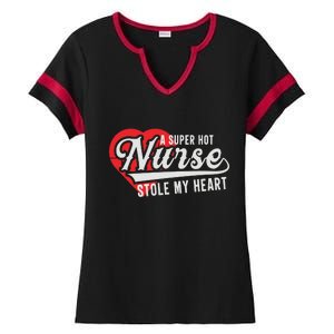 A Super Hot Nurse Stole My Heart Ladies Halftime Notch Neck Tee