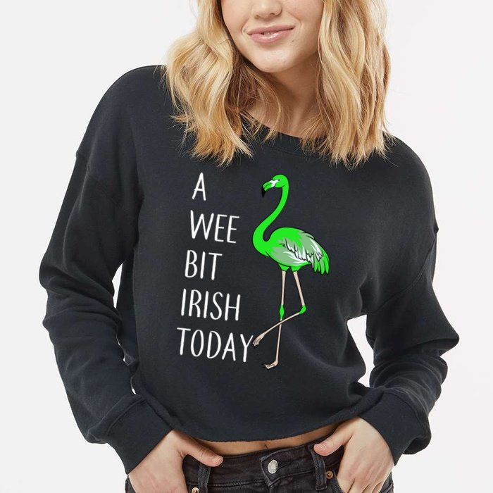 A Wee Bit Irish Today Flamingo Cropped Pullover Crew