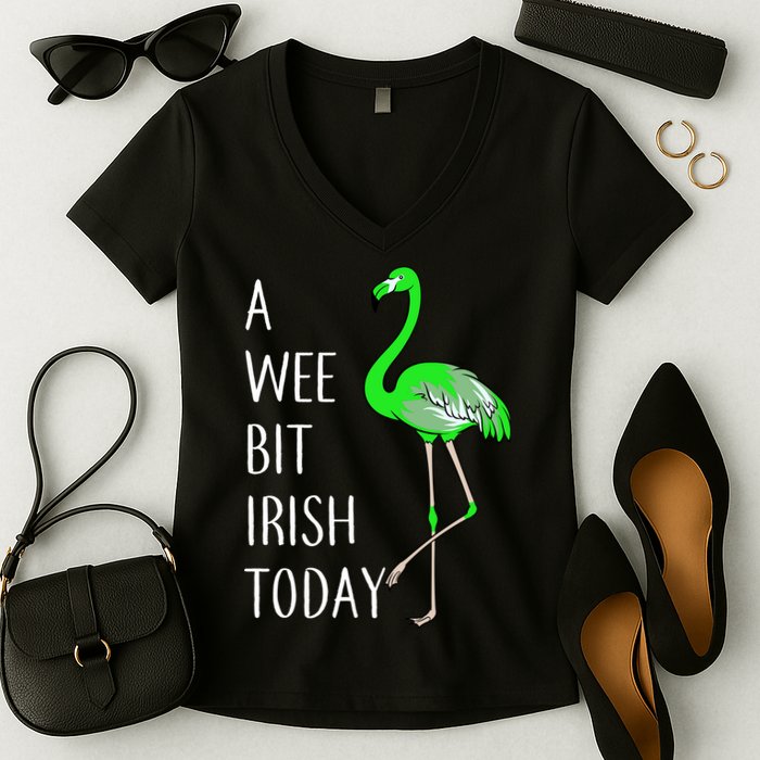 A Wee Bit Irish Today Flamingo Women's V-Neck T-Shirt