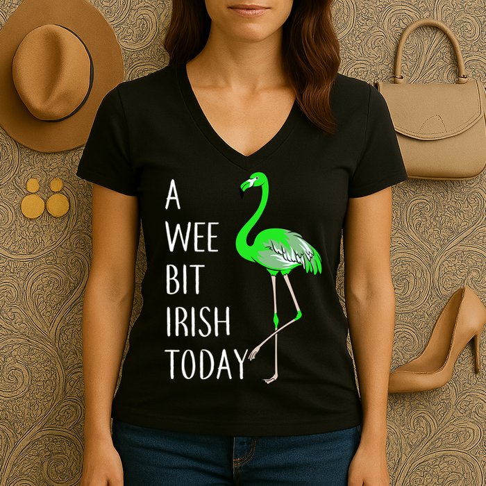 A Wee Bit Irish Today Flamingo Women's V-Neck T-Shirt