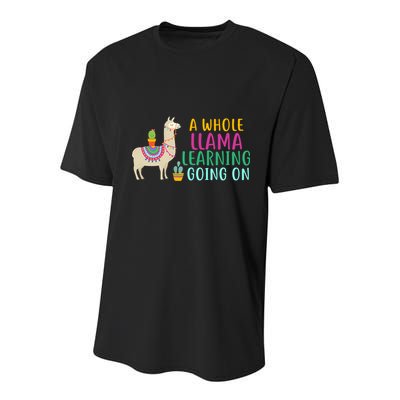 A Whole Llama Learning Going On Youth Performance Sprint T-Shirt