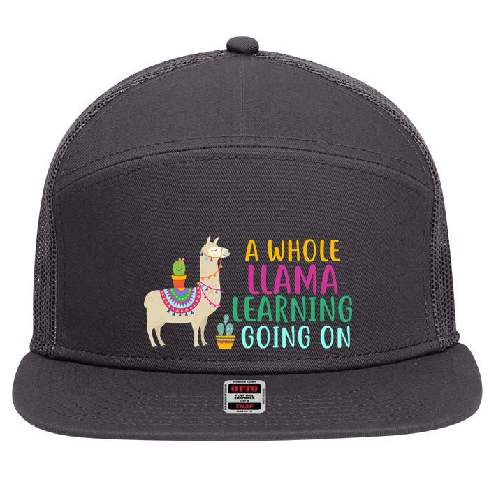 A Whole Llama Learning Going On 7 Panel Mesh Trucker Snapback Hat