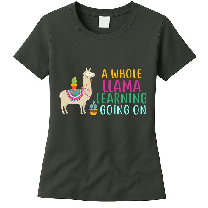 A Whole Llama Learning Going On Womens T-Shirt