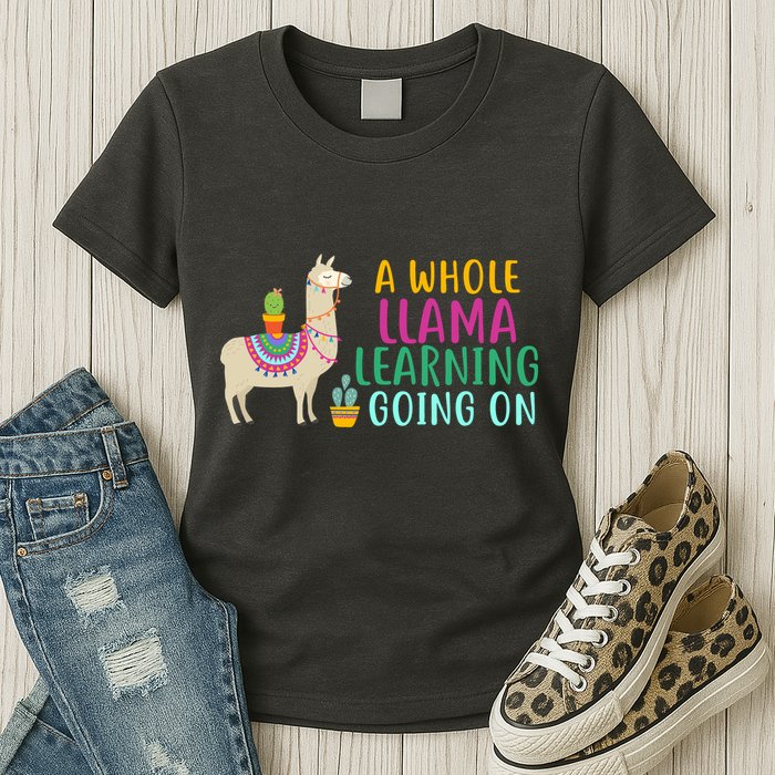A Whole Llama Learning Going On Womens T-Shirt